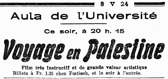 בעקבות התנ"ך - "מסע בארץ-ישראל" – 1924 ראינוע